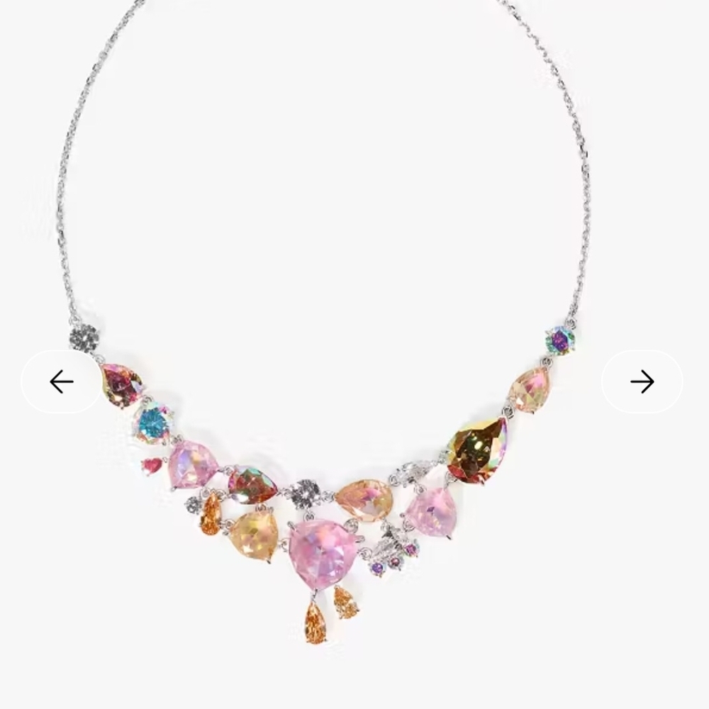 Multicolor Crystal Teardrop Statement Necklace - image 1